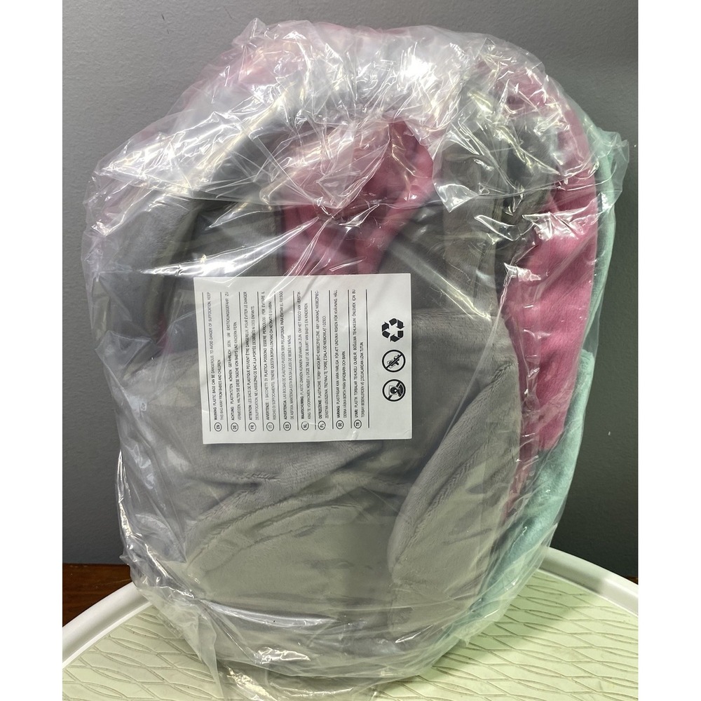 3 Pack Easter Cloth Reusable Baskets Blue/Gray/Pink Plush Basket W/Handle 12x8.5 - Picture 3 of 3